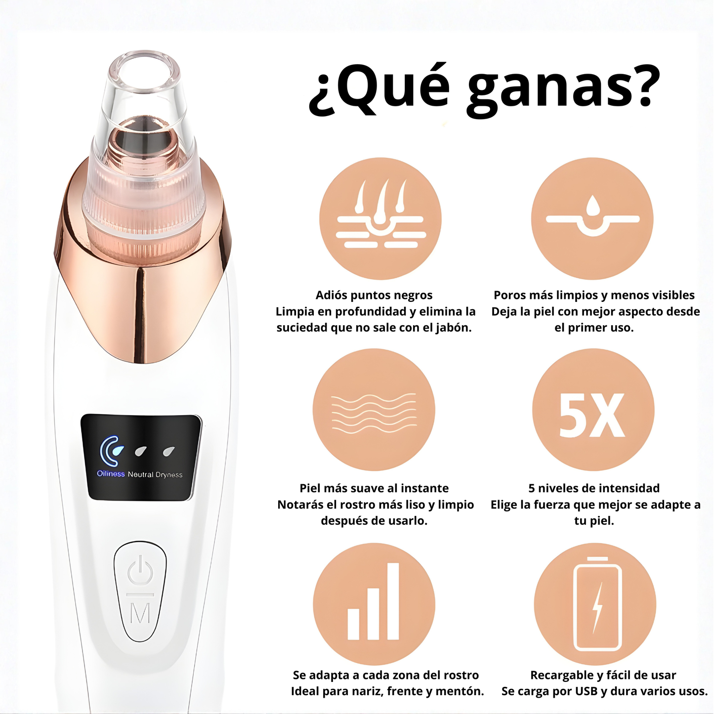 Limpiador Facial Eléctrico Removedor de Puntos Negros