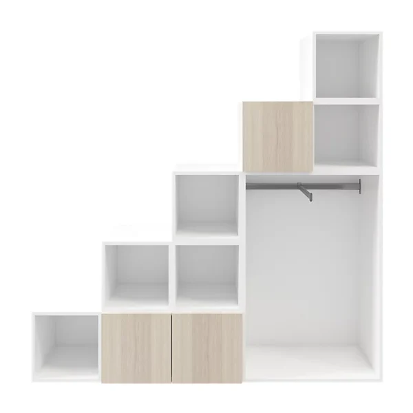 site soldes Castorama Ensemble De Meubles De Rangement Sous Pente Et/ou Comble Blancs Et Effet Chêne GoodHome Atomia H. 187,5 X L. 187,5 X P. 47 Cm 1