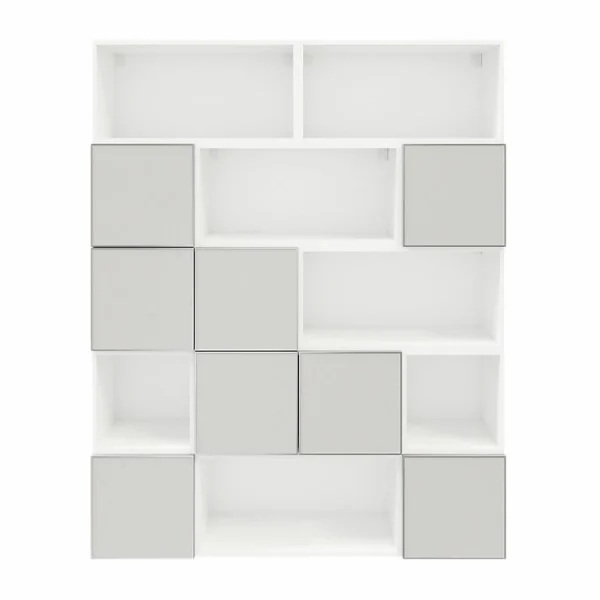 Castorama Étagère Semi Ouverte Blanche Et Grise Claire Mate GoodHome Atomia H. 187,5 X L. 150 X P. 37 Cm boutique pas cher 1