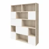 magasin en ligne france Castorama Étagère Semi-ouverte GoodHome Atomia H. 187,5 X L. 150 X P. 37 Cm Effet Chêne Et Blanc Mat 7