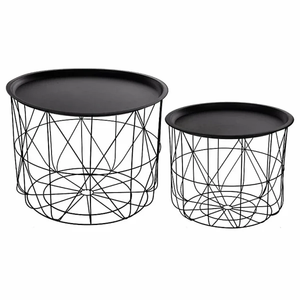 Castorama Lot De 2 Tables Gigognes Géométrique Matt Atmosphera Métal Noir soldes de Noël 1