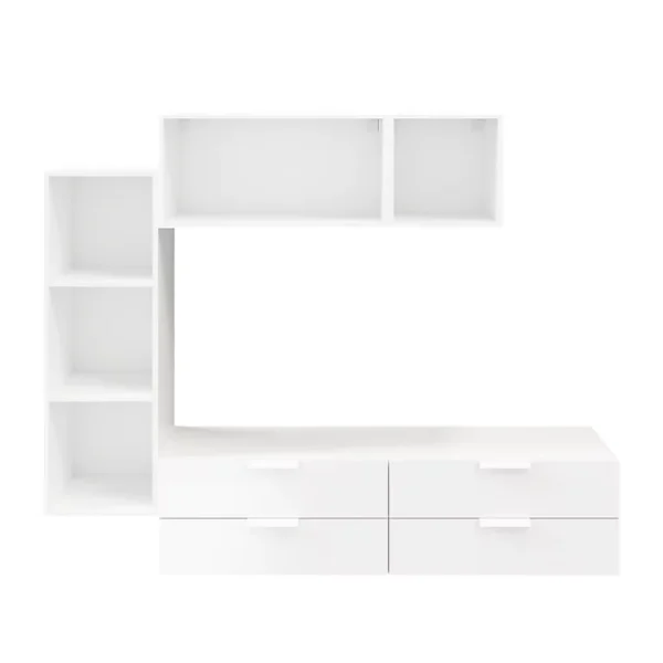 en france Castorama Meuble TV 4 Tiroirs Blanc GoodHome Atomia L. 225 X P. 37 Cm 1