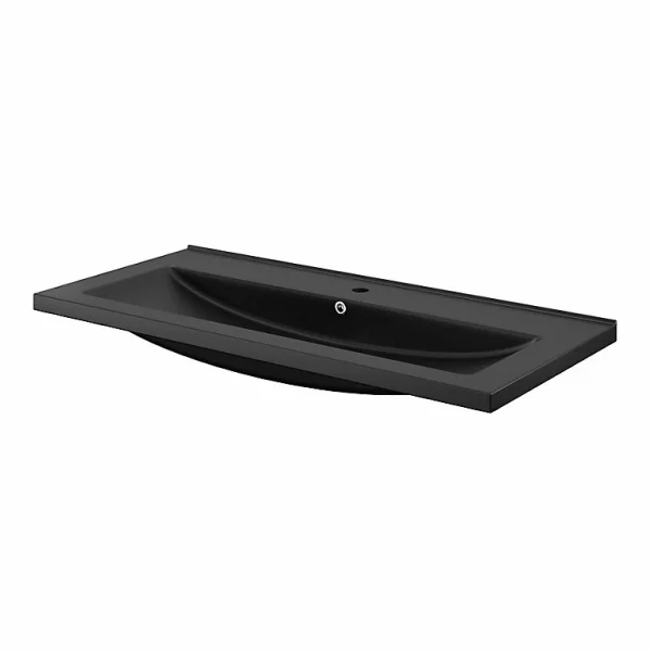 Castorama Plan Vasque L.100 Cm GoodHome Nira En Porcelaine Vitrifié Coloris Noir grande marque pas cher 1