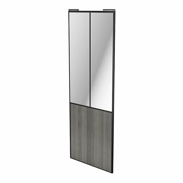 Castorama Porte De Placard Coulissante Atelier Vitrée Effet Chêne Grisé Avec Cadre Noir GoodHome Arius H. 248,5 X L. 91.2 Cm vente en ligne 1