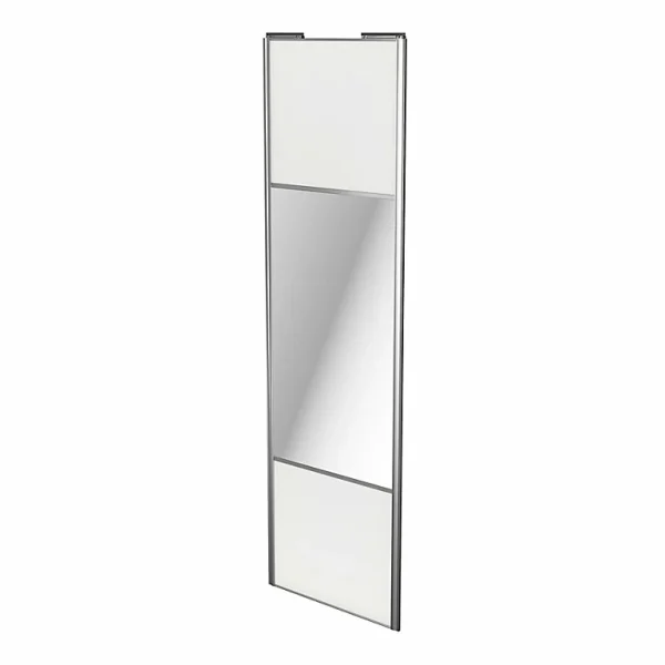 marque moins cher Castorama Porte De Placard Coulissante Avec Miroir Blanc Avec Cadre Gris GoodHome Arius H. 248,5 X L. 77.2 Cm 1