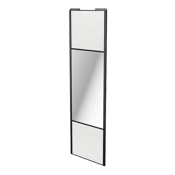 Castorama Porte De Placard Coulissante Avec Miroir Blanc Avec Cadre Noir GoodHome Arius H. 248,5 X L. 77.2 Cm acheter en ligne 1