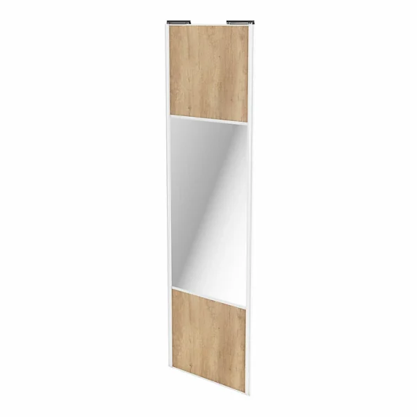 destockage Castorama Porte De Placard Coulissante Avec Miroir Effet Chêne Brut Avec Cadre Blanc GoodHome Arius H. 248,5 X L. 77.2 Cm 1