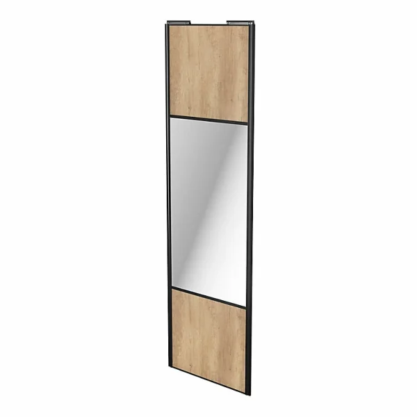 Retour gratuit en magasin. Castorama Porte De Placard Coulissante Avec Miroir Effet Chêne Brut Avec Cadre Noir GoodHome Arius H. 248,5 X L. 77.2 Cm 1