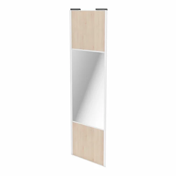 pas cher en ligne Castorama Porte De Placard Coulissante Avec Miroir Effet Chêne Clair Avec Cadre Blanc GoodHome Arius H. 248,5 X L. 77.2 Cm 1