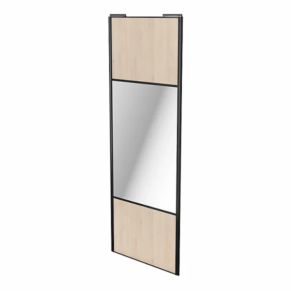 Castorama Porte De Placard Coulissante Avec Miroir Effet Chêne Clair Avec Cadre Noir GoodHome Arius H. 248,5 X L. 92.2 Cm Acheter 1