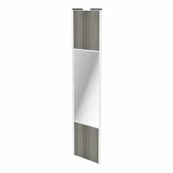 Castorama Porte De Placard Coulissante Avec Miroir Effet Chêne Grisé Avec Cadre Blanc GoodHome Arius H. 248,5 X L. 62.2 Cm qualité supérieure 1