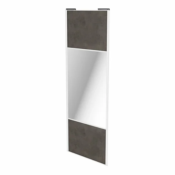 Castorama Porte De Placard Coulissante Avec Miroir Gris Antique Avec Cadre Blanc GoodHome Arius H. 248,5 X L. 92.2 Cm site pas cher 1