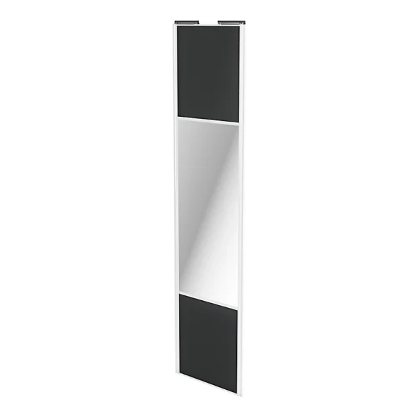 magasin en ligne Castorama Porte De Placard Coulissante Avec Miroir Gris Clair Mat Avec Cadre Blanc GoodHome Arius H. 248,5 X L. 62.2 Cm 1