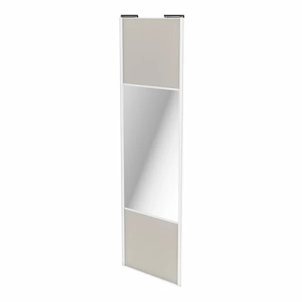 Meilleur Prix Garanti Castorama Porte De Placard Coulissante Avec Miroir Gris Clair Mat Avec Cadre Blanc GoodHome Arius H. 248,5 X L. 77.2 Cm 1