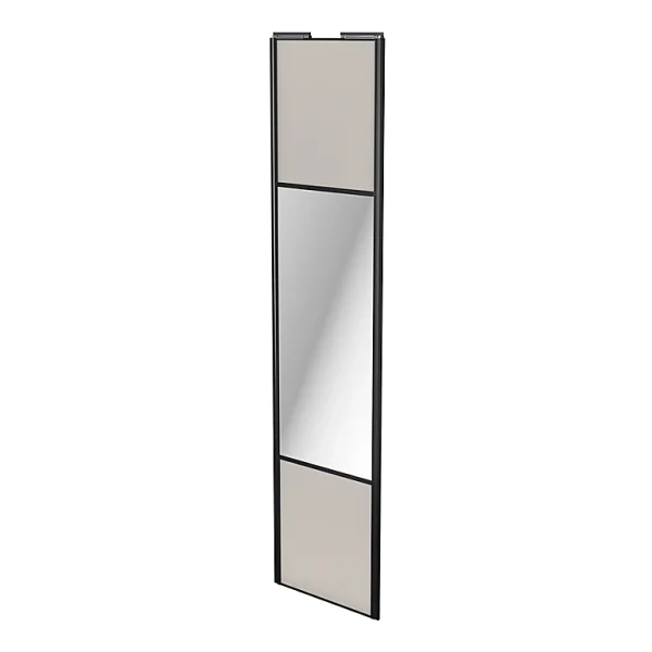 Castorama Porte De Placard Coulissante Avec Miroir Gris Clair Mat Avec Cadre Noir GoodHome Arius H. 248,5 X L. 62.2 Cm REMISE 1