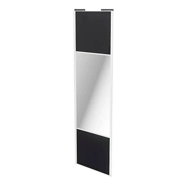 Castorama Porte De Placard Coulissante Avec Miroir Noir Avec Cadre Blanc GoodHome Arius H. 248,5 X L. 77.2 Cm soldes en ligne 1