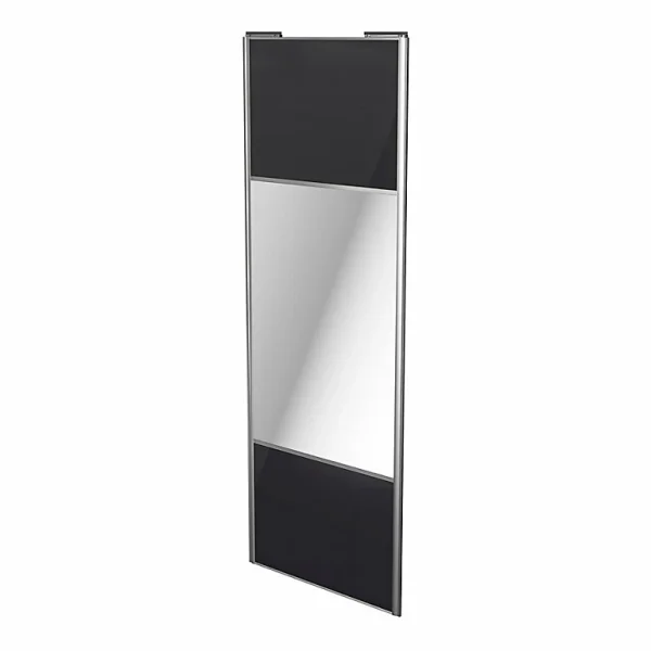 Castorama Porte De Placard Coulissante Avec Miroir Noir Avec Cadre Gris GoodHome Arius H. 248,5 X L. 92.2 Cm De super promotions disponibles 1