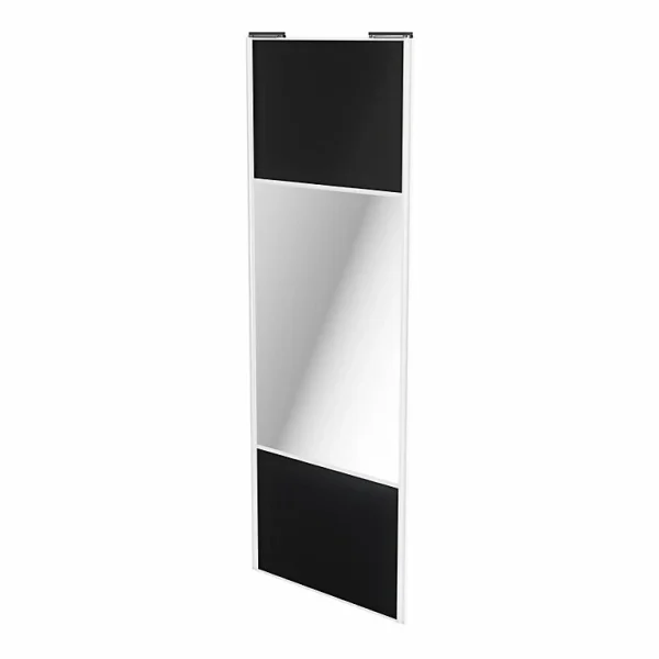 garantis authentique Castorama Porte De Placard Coulissante Avec Miroir Noir Mat Avec Cadre Blanc GoodHome Arius H. 248,5 X L. 92.2 Cm 1