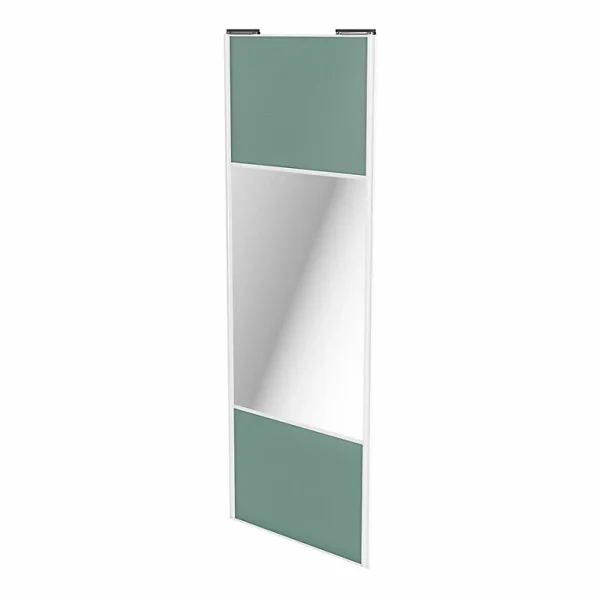 soldes luxe Castorama Porte De Placard Coulissante Avec Miroir Vert De Gris Avec Cadre Blanc GoodHome Arius H. 248,5 X L. 92.2 Cm 1